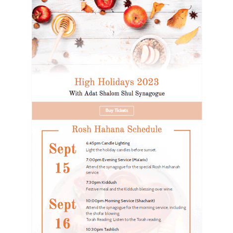 Rosh Hashanah High Holidays Seat Sale